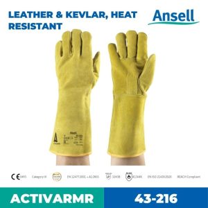 Ansell ACTIVARMR 43-216 (Leather & Kevlar, Heat Resistant), Size 9