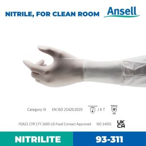 Ansell Nitrilite 93-311 (Nitrile, for Clean Room), Size M & L