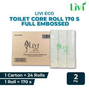 livi Toilet Core Roll 170 s Full Emsbosed Thailand 6 bundle x 24 rolls x