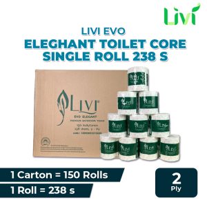 Livi Evo Eleghant Toilet Core Single Roll 238 s (Premium Bathroom) 150 rolls x 238 s/2 pl