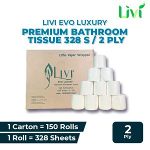 Livi Evo Luxury Toilet Core Single Roll 328s Plain Paperwrap 150 roll
