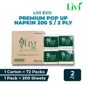 Livi Evo Premium Napkin Pop Up 200 s 72 pack x 200 s/2 ply