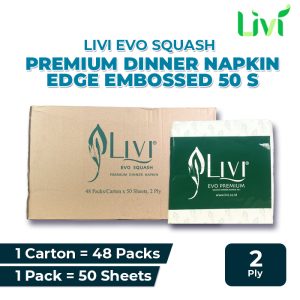 Livi Evo Squash Premium Napkin Dinner Edge Embossed 50 s 48 pack x 50 s/2 ply