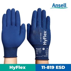 Ansell HyFlex 11-819, (Nitrile & Nylon, ESD/Touch Screen), Size 9