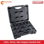 1_2in. Drive, Hex Impact Socket Set, 10mm - 32mm, Metric, Black Oxide Finish, Set of 18 KEN5839215K