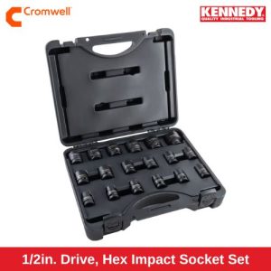 1_2in. Drive, Hex Impact Socket Set, 10mm - 32mm, Metric, Black Oxide Finish, Set of 18 KEN5839215K