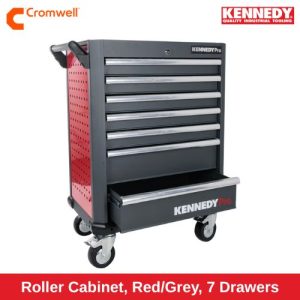 Roller Cabinet, Red_Grey, 7 Drawers, 844mm (H), 706mm (L), 461mm (W), 450kg Capacity KEN5944787L