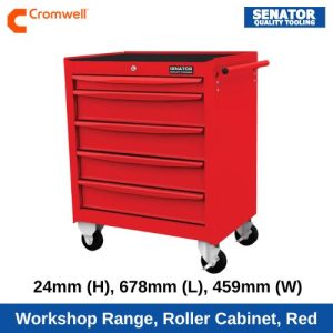 Workshop Range, Roller Cabinet, Red, 5 Drawers, 724mm (H), 678mm (L), 459mm (W), 300kg Capacity, Medium Duty SEN5941550K